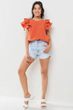 Gauze Double Ruffled Short Sleeve Top