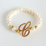 Pearls Bracelet with Initial  *click for more letters - Estilo Concept Store