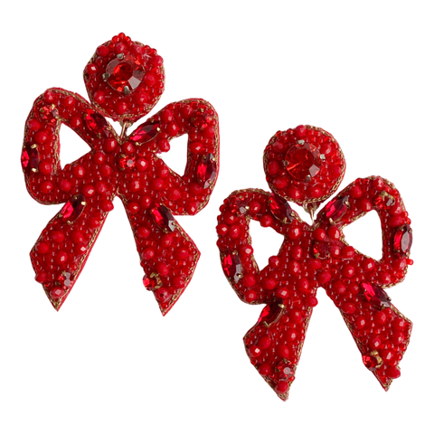 Hayley Bow Earrings | Red
