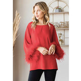 Air Flow Red Feather Dolman Top