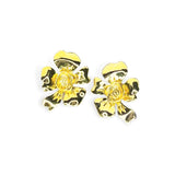 Gold Flower Earrings with 3 Interchangeable Hoops