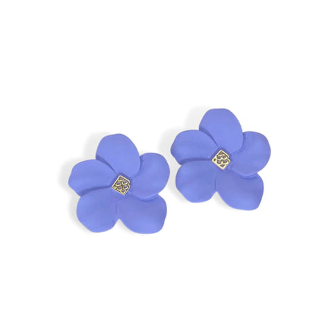 Purple Flower Stud with Logo Earrings