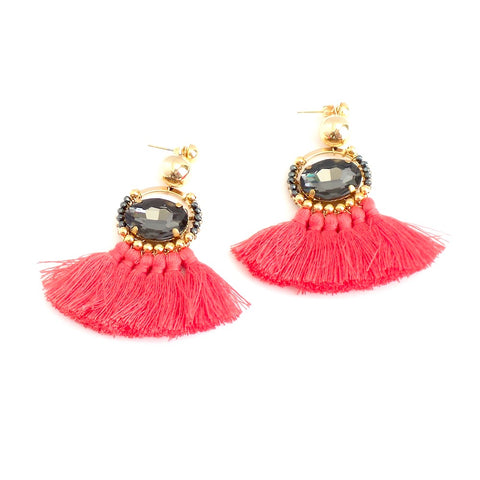 Coral Fan Earrings with Crystal - Estilo Concept Store