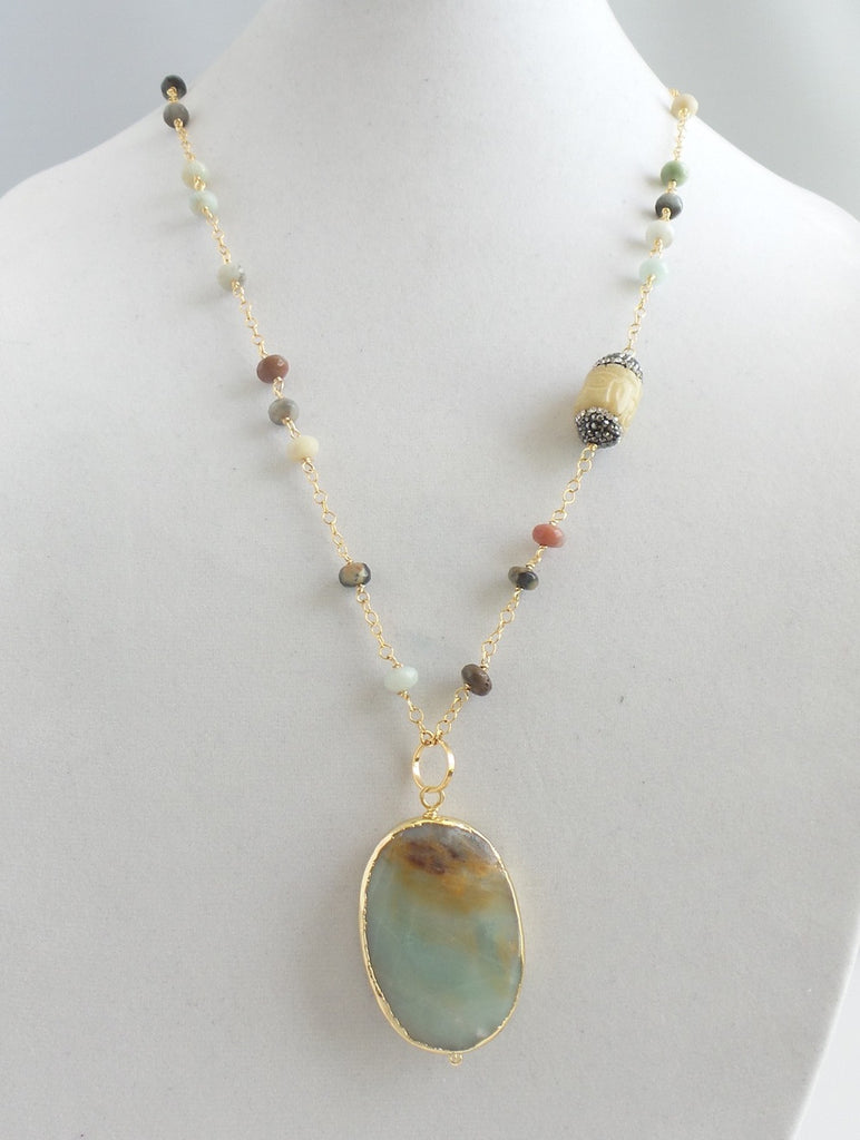 Opal and Agate Pendant Necklace - Estilo Concept Store