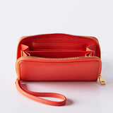 Orange Vegan Leather Wristlet