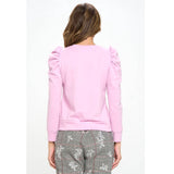 Solid Pink Puff Sleeve Top