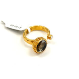 Hammered Cuff Ring with Quartz *2 colors