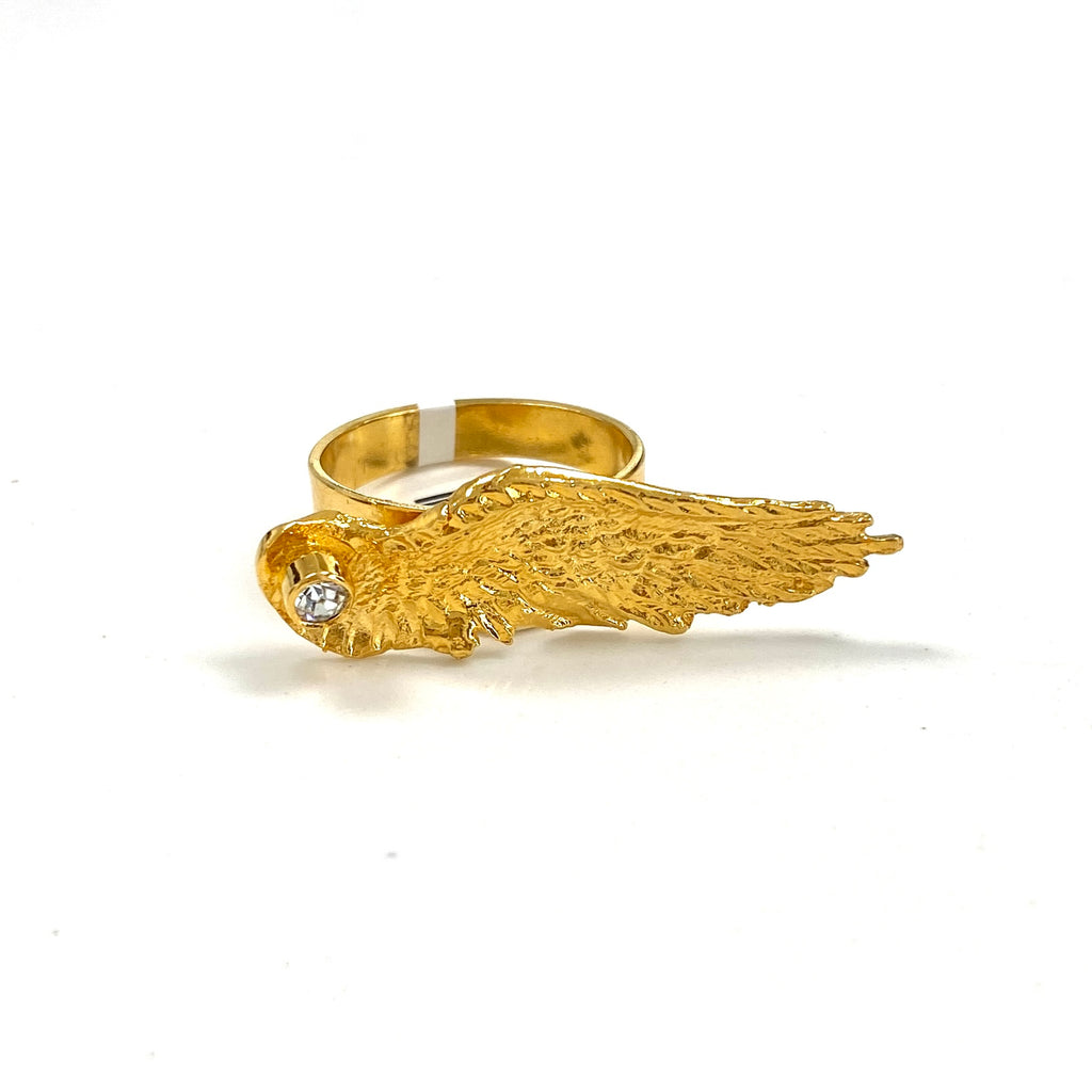 Wing Ring with Crystal