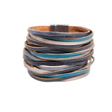 Flexi Navy Stackable Leather On The Line Bracelet