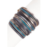 Flexi Navy Stackable Leather On The Line Bracelet