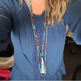 Super Long Ganitri Necklace with Turquoise - Estilo Concept Store