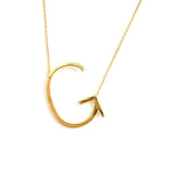 Gold Large Sideways Initial Necklace