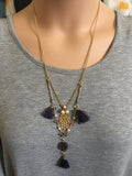Double Purple Hamsa Necklace - Estilo Concept Store