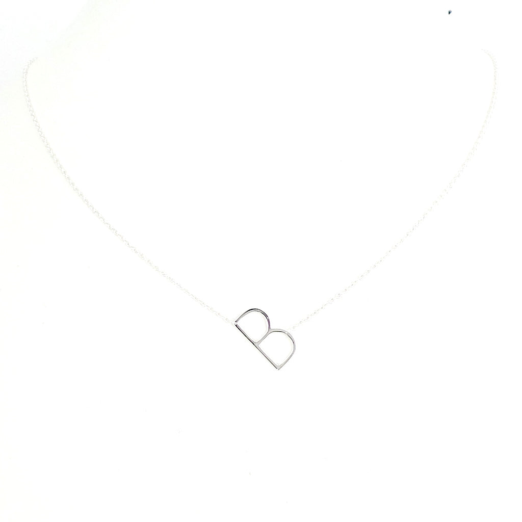 Silver Sideways Initial Necklace - Estilo Concept Store