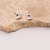 Silver Puff Heart Stud Earrings