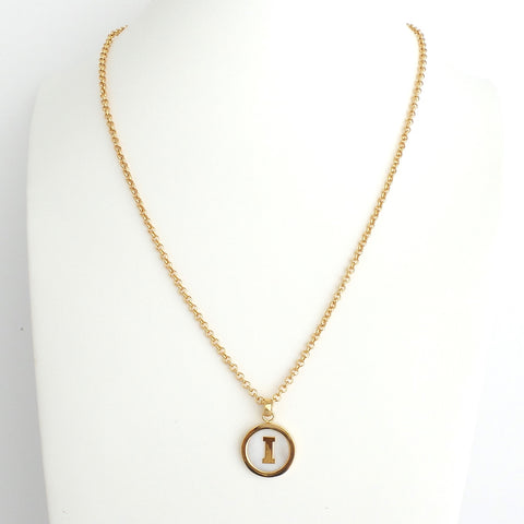 Mother-of-Pearl Gold Initial Pendant (Letter K)