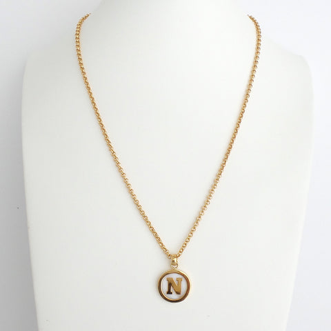 14K Yellow Gold Mother Of Pearl Initial Necklace, Letter K Necklace – LTB  JEWELRY