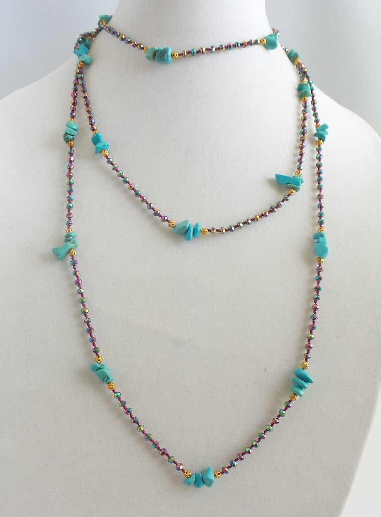 Super Long Turquoise and Crystals Necklace *click for more colors - Estilo Concept Store