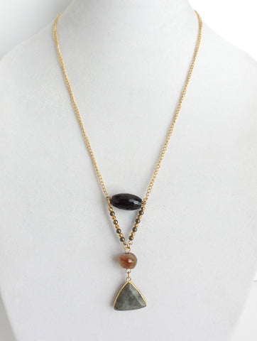 Three Stones Thin Chain Necklace - Estilo Concept Store
