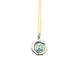 Small Silver Seal Necklace *click for more letters - Estilo Concept Store