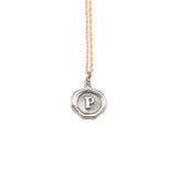 Small Silver Seal Necklace *click for more letters - Estilo Concept Store
