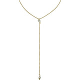 Golden Pearl Drop Lariat Necklace