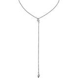 Silver Pearl Drop Lariat Necklace