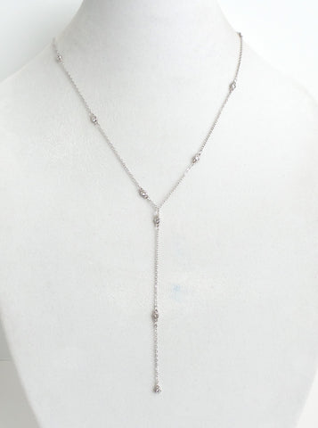 Circle Drop Silver Lariat Necklace - Estilo Concept Store