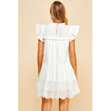 White Embroidered Tiered Mini Dress