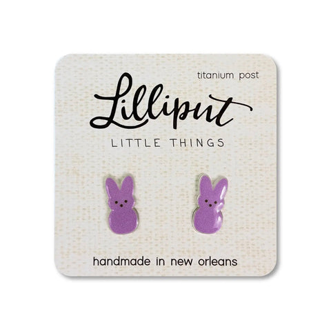 Purple Marshmallow Eastern Bunny Earrings