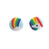 Rainbow Unicorn Fabric Button Earrings - Estilo Concept Store
