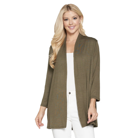 Bamboo Olive Jersey Knit Cardigan