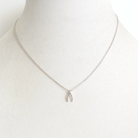 White Gold Wishbone Pendant Necklace - Estilo Concept Store
