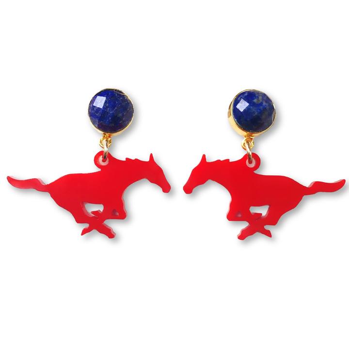 SMU Red Mustang Earrings - Estilo Concept Store