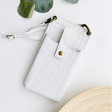 White Croc Crossbody Phone Bag
