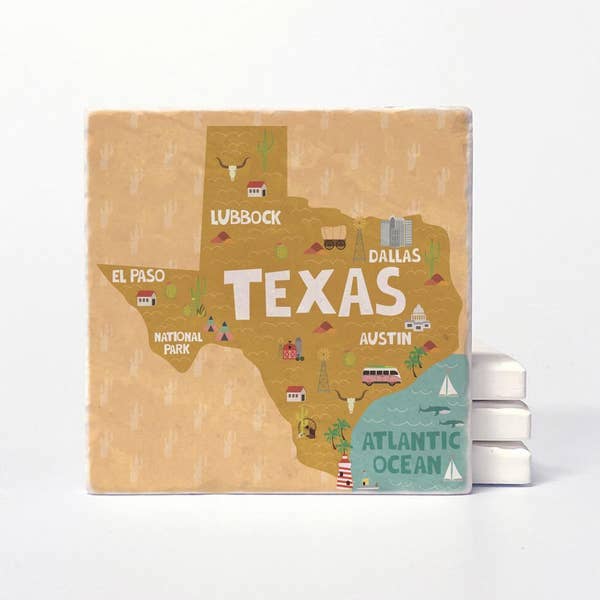 Texas State Illustration Coasters - Estilo Concept Store