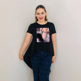 Black Shoe Patch High-Low T-Shirt