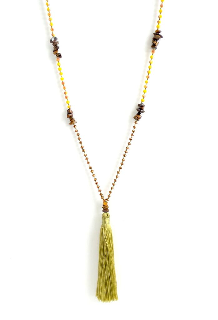 Tiger Eye Long Tassel Necklace *click for more colors - Estilo Concept Store