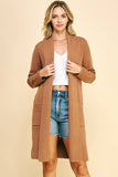 OPEN KNITTED CARDIGAN - CAMEL