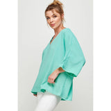 Turquoise V-Neck Top