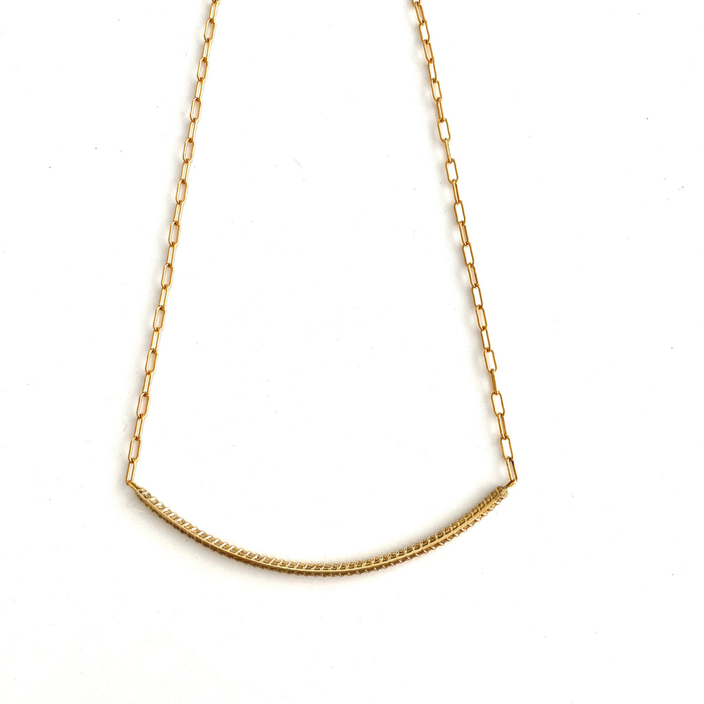 Gold Steel Rod Bar Pendant Necklace